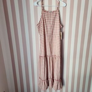 Nanette Lepore Pink and White Checkered Maxi Dress